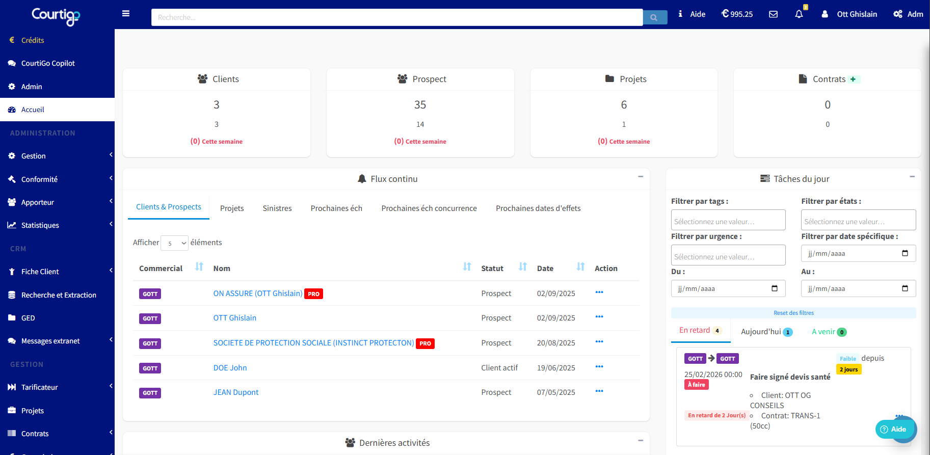 Interface CRM CourtiGo